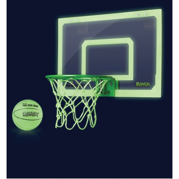 SKLZ Pro Mini Hoop Midnight Glow In The Dark Door-Mount Basketball Hoop with 18” x 12” Polycarbonate Backboard