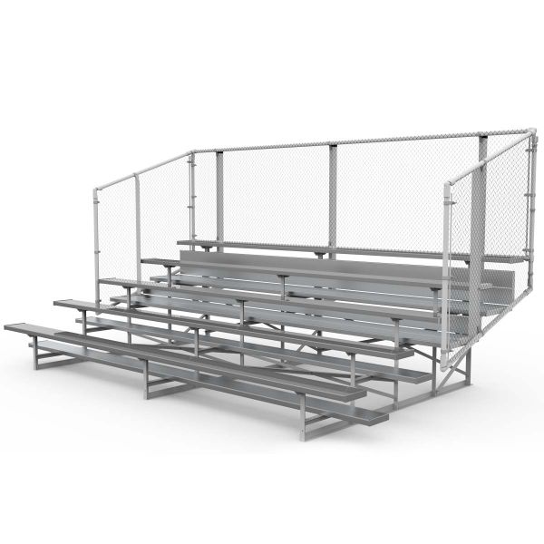 National Rec 5 Row Standard Aluminum Bleacher w/ Chain Link