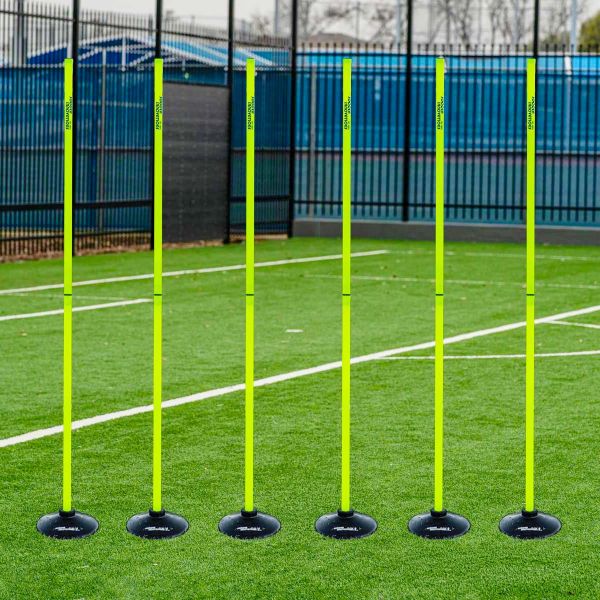 Soccer Innovations 25mm 3-in-1 Grass/Turf Agility Poles w/ Base, set/6