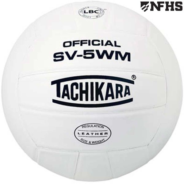 Tachikara SV5WM NFHS Leather Volleyball, WHITE
