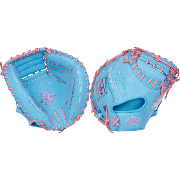 Rawlings 33" Heart of the Hide Columbia Blue/Pink Baseball Catcher's Mitt