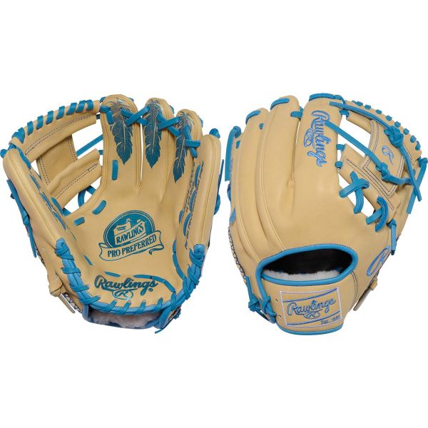 Rawlings 11.5" Pro Preferred Camel/Columbia Blue Embossed Pro I-Web Baseball Glove
