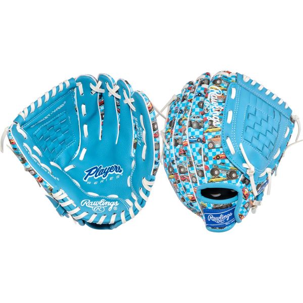 Rawlings 10" Youth Players Series Columbia Blue/Truck Print Baseball Glove