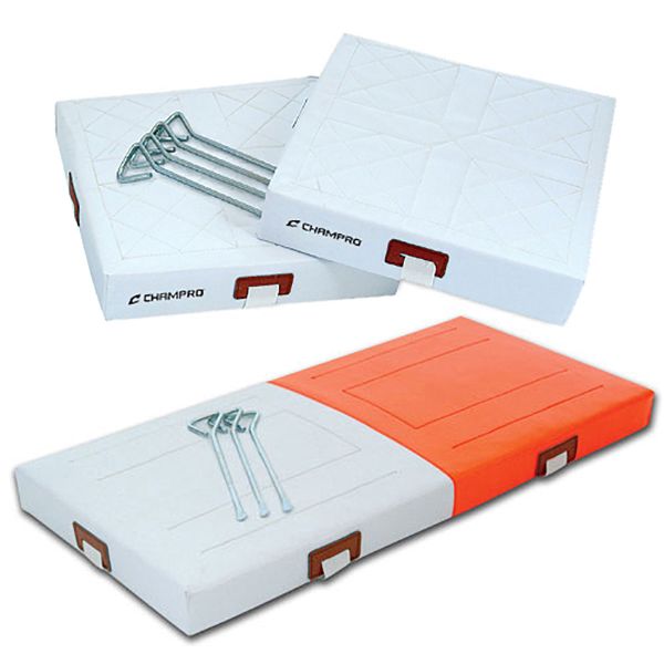 Champro 14" Quilted PVC Foam Spike-Down Bases w/ Double First Base, Set/3