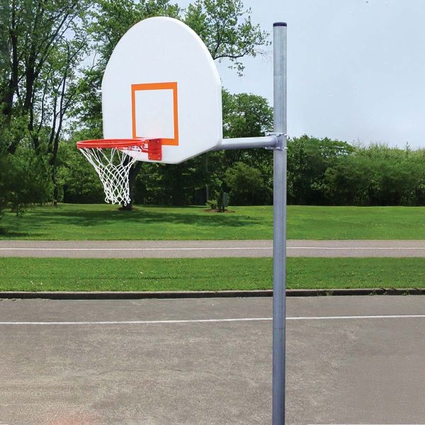 Gared Standard Duty 4-1/2" Straight Post Basketball Hoop w/ Backboard