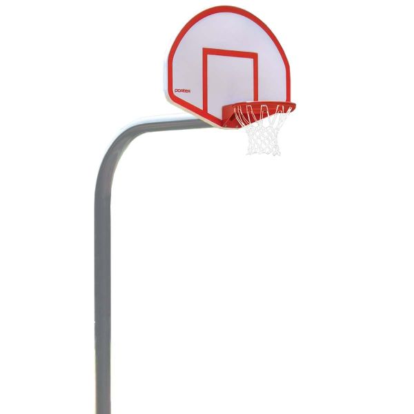 Porter 4-1/2" Gooseneck 5' Offset Basketball Hoop w/ 39”x54" Aluminum Fan Backboard