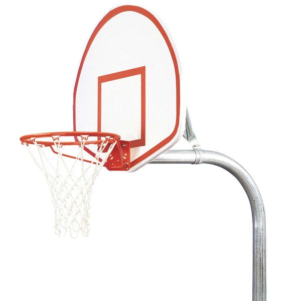 Bison Tough Duty 3-1/2'' Gooseneck Basketball Hoop w/ 35-1/2''x54'' Aluminum Fan Backboard