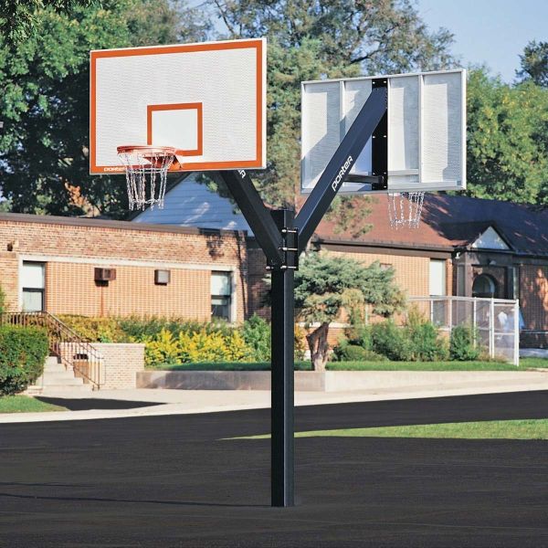 Porter Heavy-Duty 6" Square Back-to-Back Basketball Hoop w/ 42"x72" Perforated Rectangular Backboard