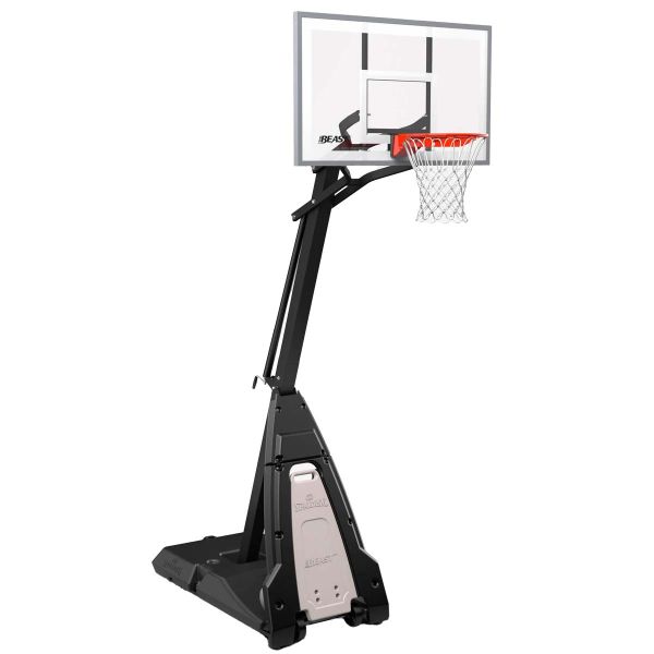 Spalding The Beast Portable Basketball Hoop w/ Glass Rectangular Backboard