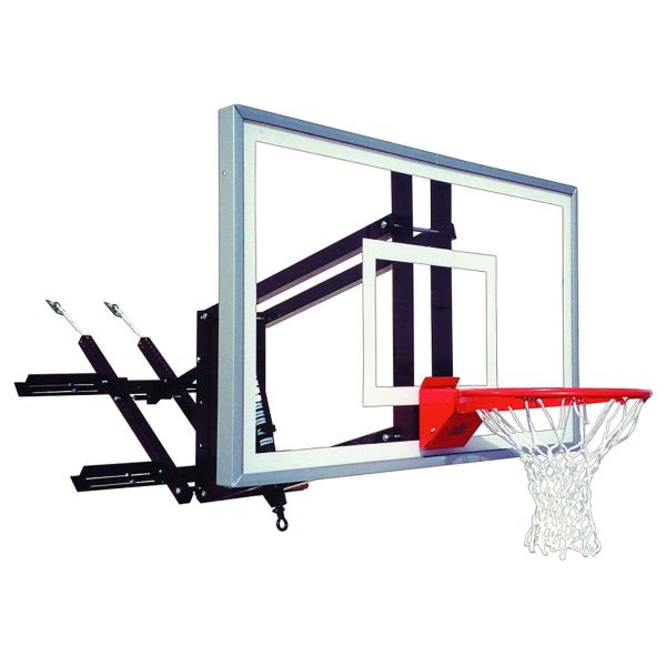 First Team RoofMaster Adjustable Roof/Wall Mount Basketball Hoop w/ 36”x60” Glass Rectangular Backboard