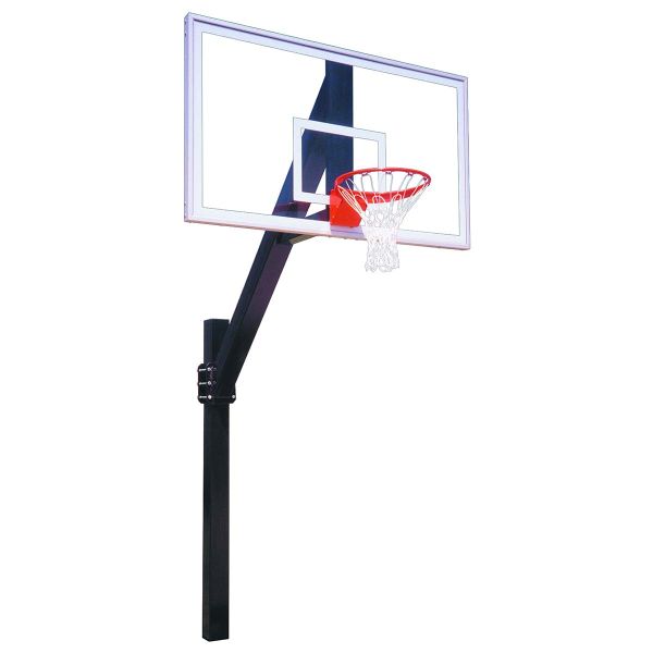 First Team Legend 6" Square Basketball Hoop w/ 42"x72" Glass Rectangular Backboard
