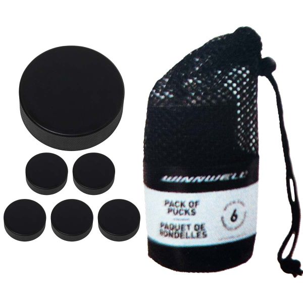 Winnwell Ice Hockey Pucks-6 pack