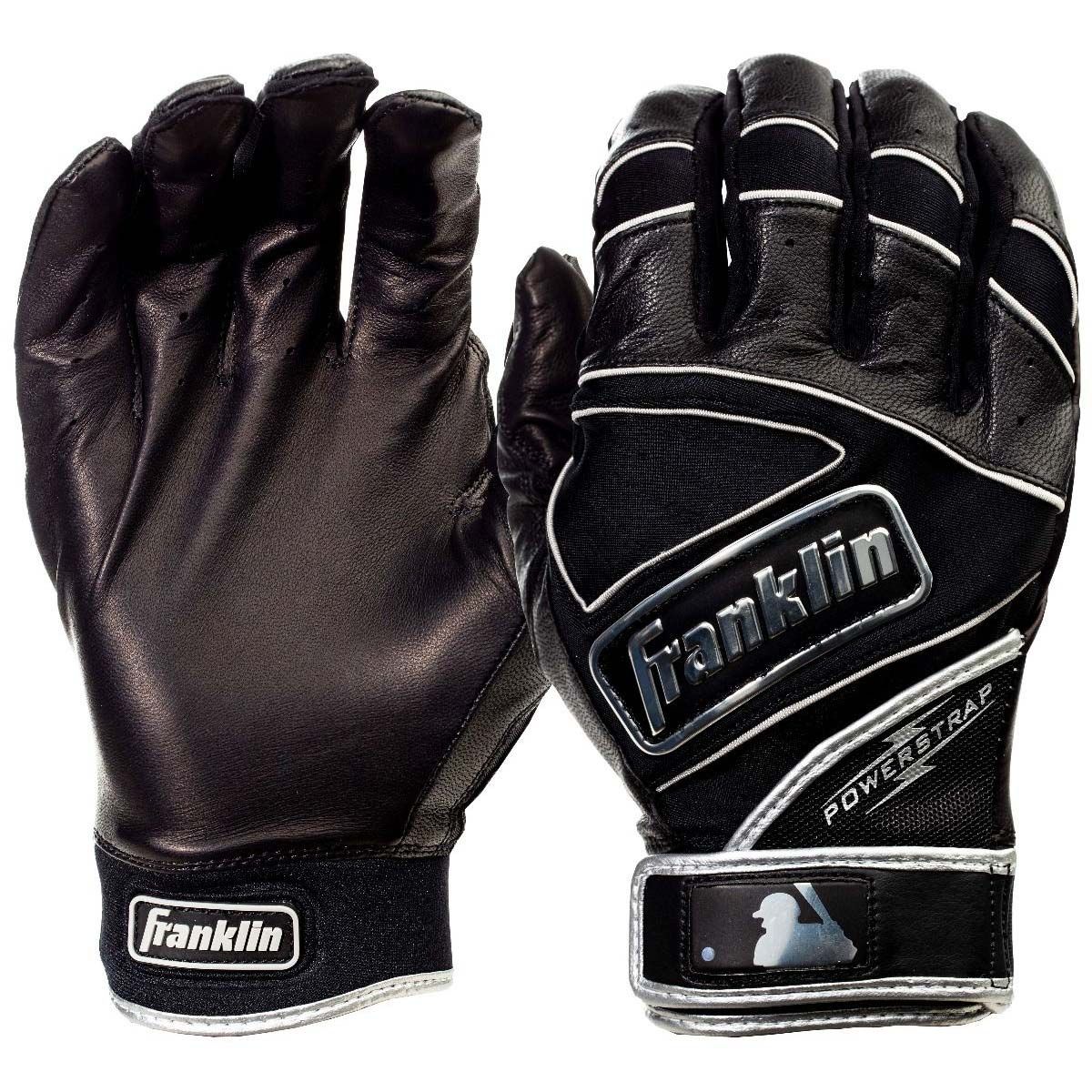 Guantes de bateo de béisbol Franklin Powerstrap® - Blanco/Blanco (XL