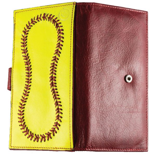 Leather Softball Checkbook Wallet