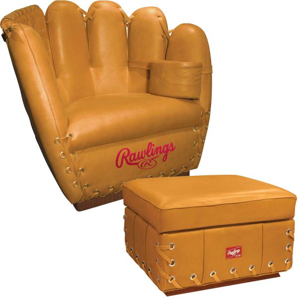 Rawlings Heart of the Hide Leather Glove Chair with Ottoman