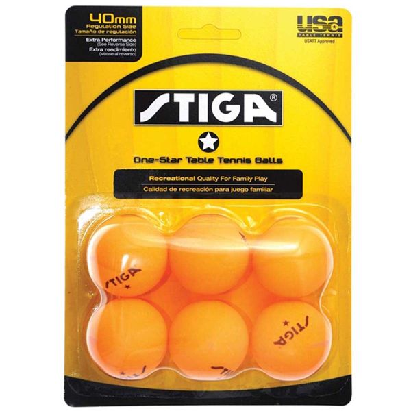 Stiga 1-Star Table Tennis Balls, Orange, 6-Pack