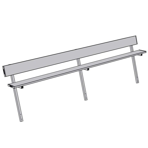 Jaypro 15' PERMANENT Aluminum Player Bench w/ Backrest, PB-20PI 