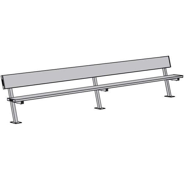 Jaypro 15' SURFACE MOUNT Aluminum Player Bench w/ Backrest, PB-20SM 