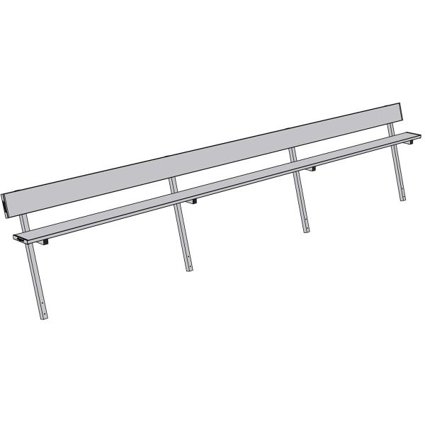 Jaypro 21' PERMANENT Aluminum Player Bench w/ Backrest, PB-10PI 