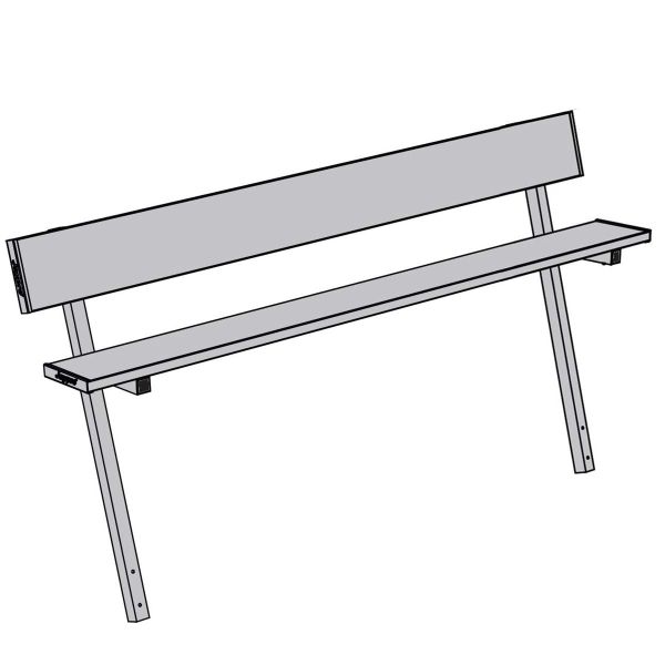 Jaypro 7.5' PERMANENT Aluminum Player Bench w/ Backrest, PB-80PI