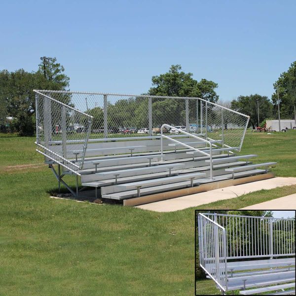 5 Row, 15' DELUXE Aluminum Bleacher, w/ VERTICAL RAIL