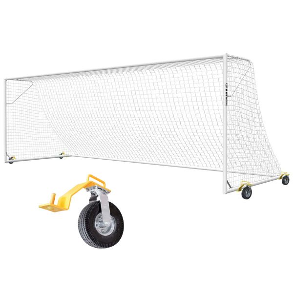 Kwik Goal 8'x24' Deluxe European Club Soccer Goal w/ Swivel Wheels (each)