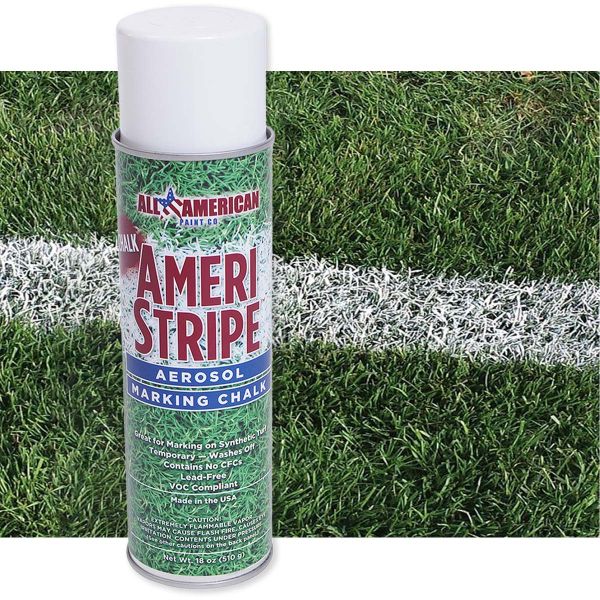 Ameri-Stripe 12/case White Athletic Aerosol Chalk Field Marking Paint, 18oz. Cans