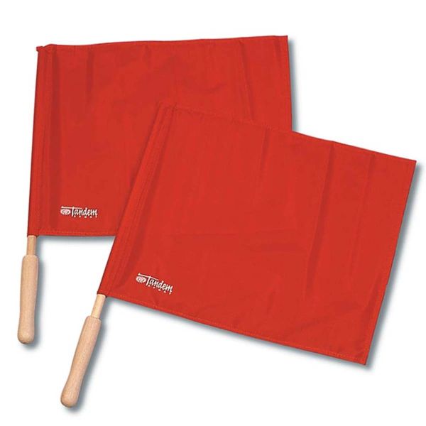 Tandem Red Volleyball Linesman Flags with Wooden Handles