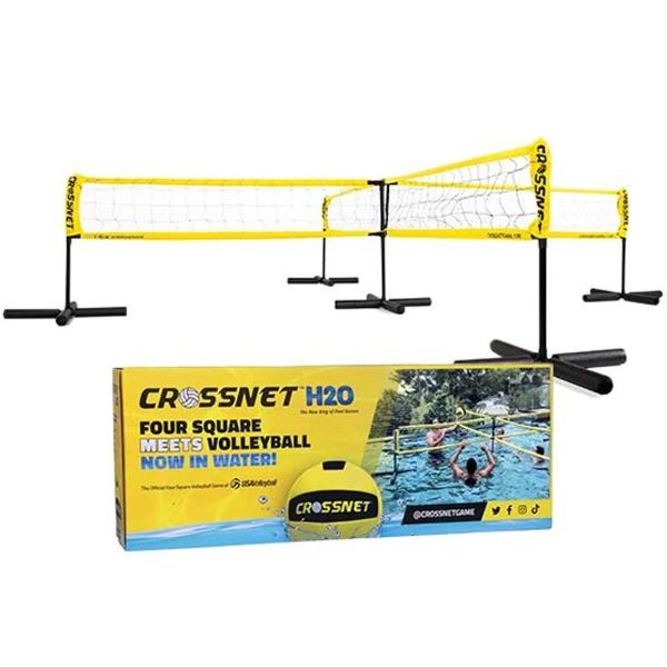 CROSSNET Four Square Volleyball Net and Game Set with Carrying Backpack &  Ball