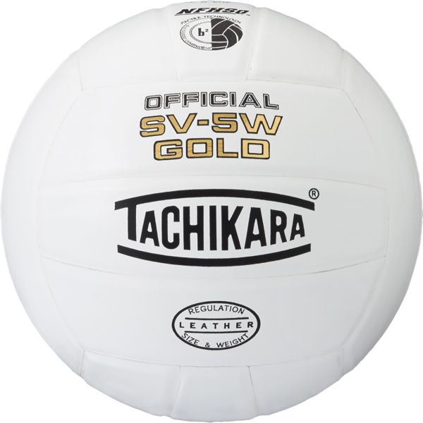 Tachikara SV5WGold Leather Game Volleyball, White
