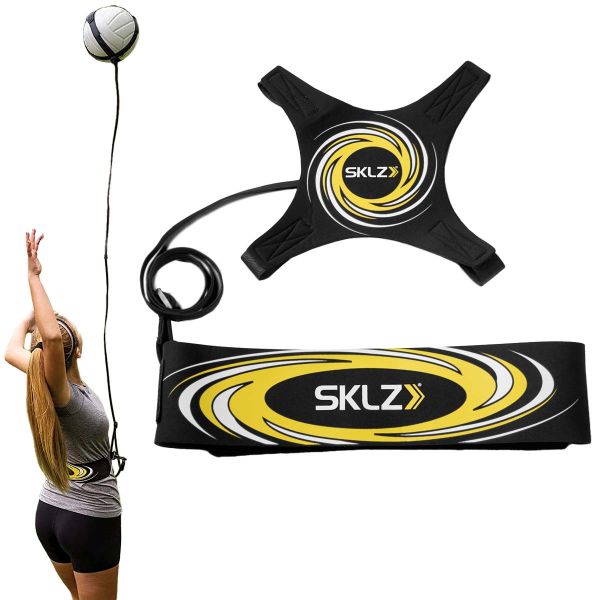 Non-Interference Solo Serve Spike and Hitting Practice Trainer with Fingers Braces & Wrist Sleeves for Beginners & Experts Volleyball Training Equipment Aid Also for Football Training