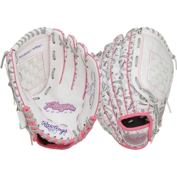 Rawlings 10" Youth Players Series White/Unicorn Print Baseball Glove 