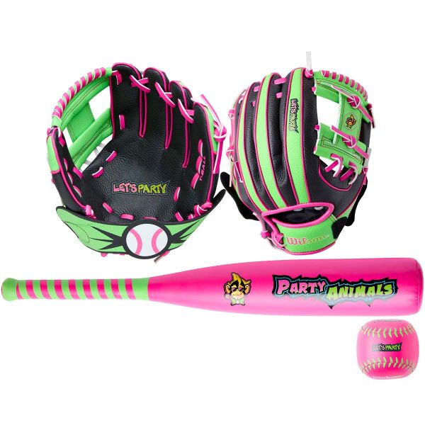 Wilson 10" Party Animals Baseball Glove & Bat Kit