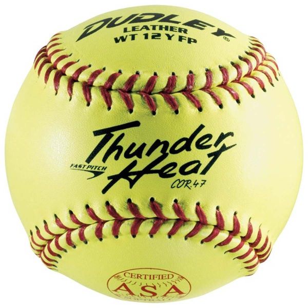 Dudley 12", 4A-147Y 47/375,  ASA Thunder Heat Leather Fastpitch Softballs, dz