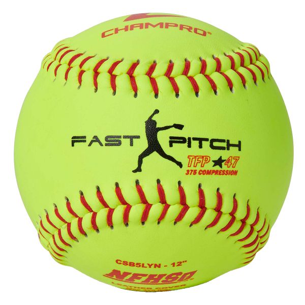 Champro 12" CSB5LYN 47/375 NFHS Leather Fastpitch Softballs, dz