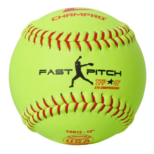Champro 12" CSB12 47/375 ASA/USA Leather Fastpitch Softballs