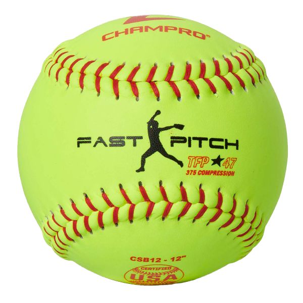 Champro 12" CSB12 47/375 ASA/USA Leather Fastpitch Softballs, dz