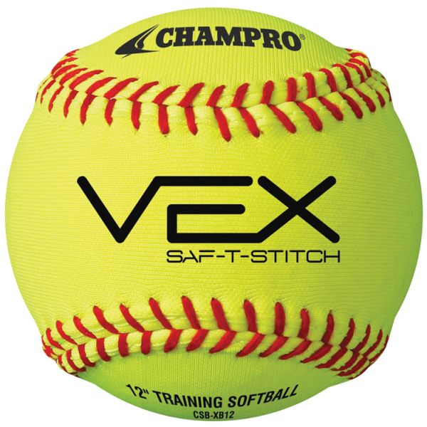 Champro 12" VEX SAF-T-STICH Soft Core Practice Softballs, CSB-XB12, dz