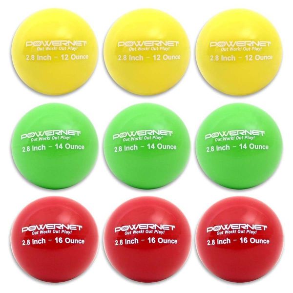 POWERNET 2.8" 9/pk Weighted Batting/Throwing Training Balls