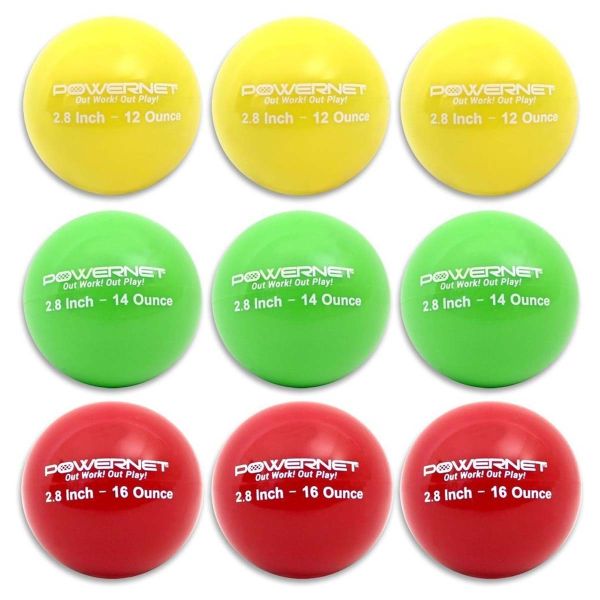 POWERNET 2.8" 9/pk Weighted Training Baseball 