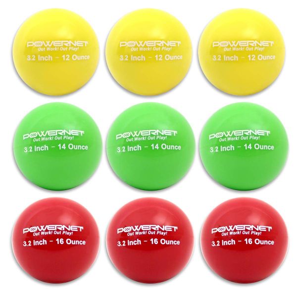 POWERNET 3.2" 9/pk Weighted Batting/Throwing Training Balls