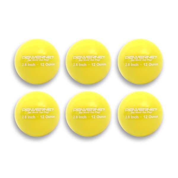 POWERNET 2.8" Weighted Batting/Throwing Training Balls, 6pk