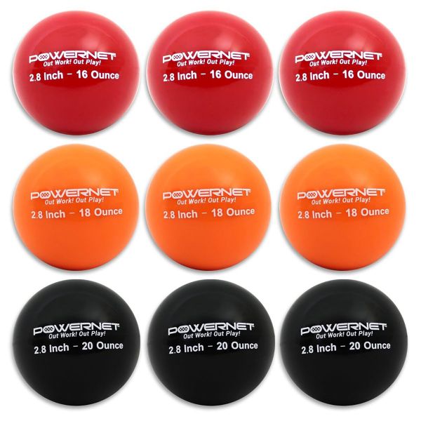 POWERNET 2.8" 9/pk Heavy Weighted Batting/Throwing Training Balls