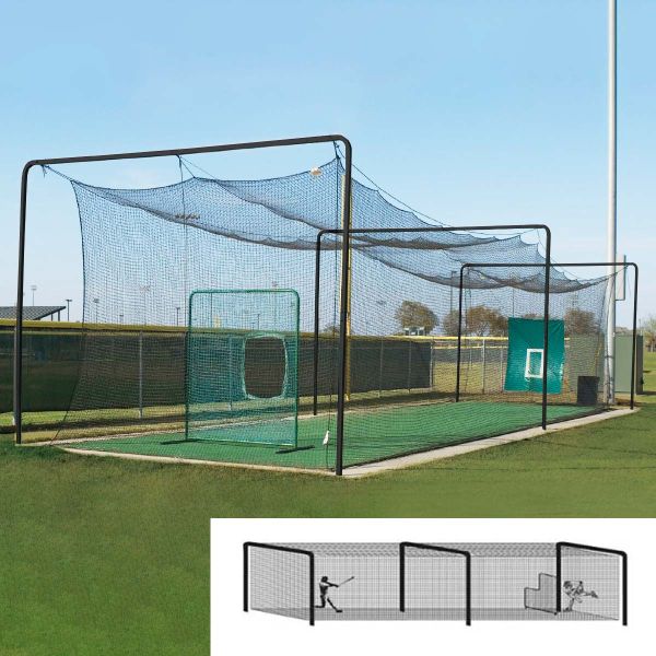 55&#039; Varsity Batting Cage Tunnel Frame, 3-Section, Baseball/Softball