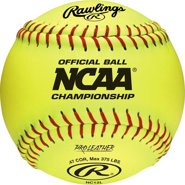 Rawlings 12" NC12L NCAA Championship 47/375 Leather Fastpitch Softballs, dz