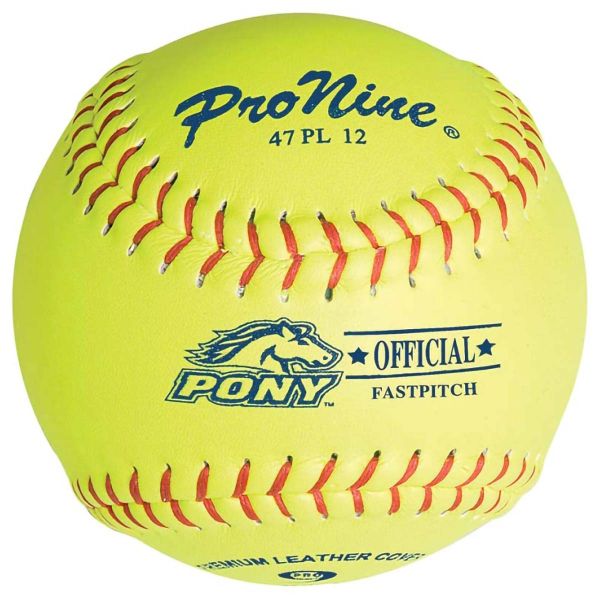 Pro Nine 12", 47/375 PL12 Official Pony League Leather Fastpitch Softballs, dz
