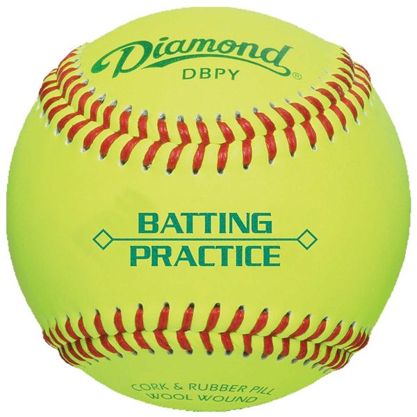 Diamond DBPY Yellow Batting Practice Baseballs, dz