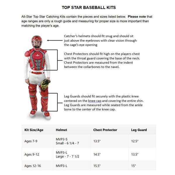 mizuno catchers gear size chart