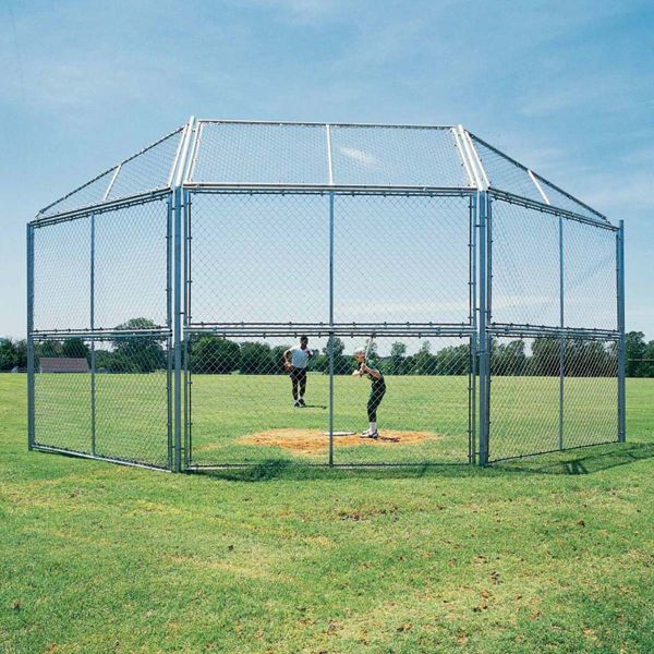 10'x10', w/ Full Hood Permanent Baseball/Softball Backstop, BSCL10HW