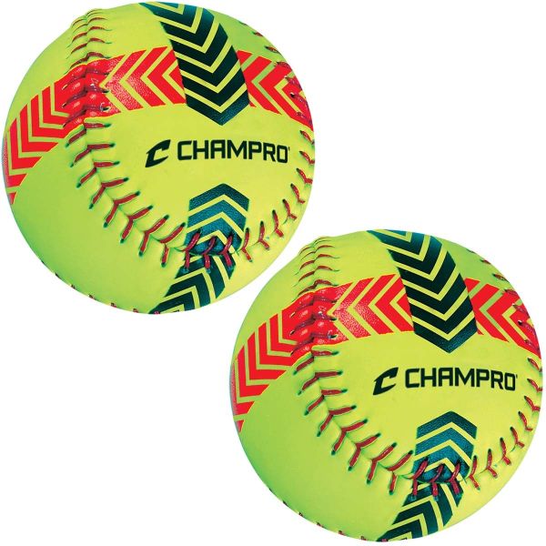 Champro 2/pk Striped Training Softballs, CSB52S 